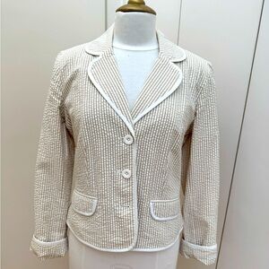 Willi Smith Vintage seersucker blazer. Size 14 Summer Blazer White and Tan